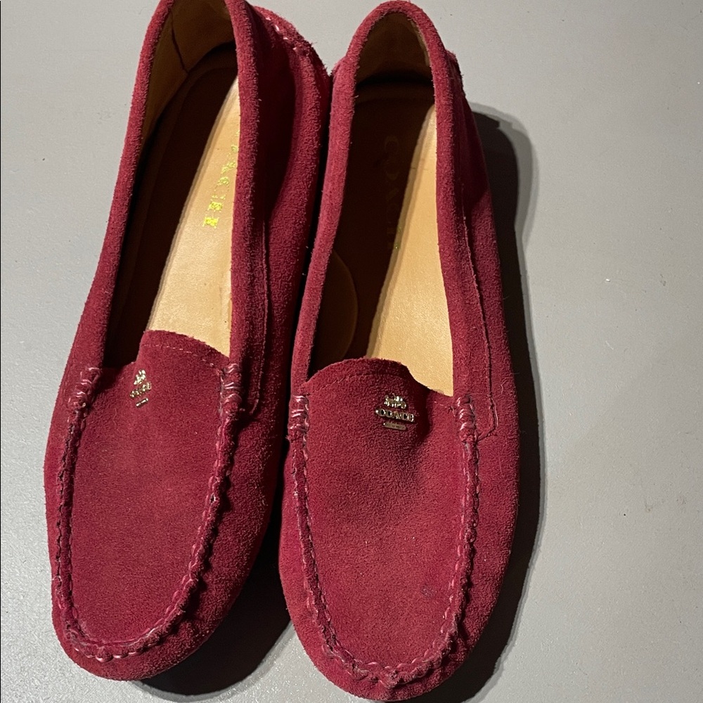 Coach Deep Red Suede Moccasins - Picture 6 of 6